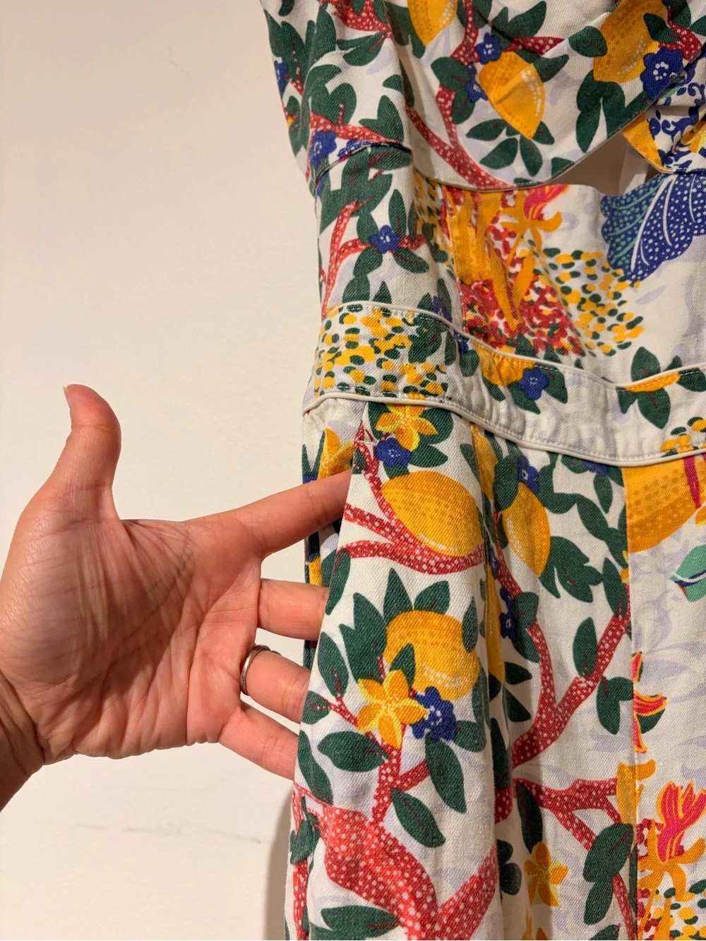 Anthropologie Maeve Cutout Cotton Blend Floral Wide Leg Jumpsuit Size 4